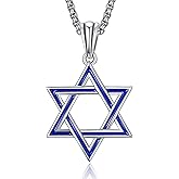 ADMETUS Star of David Necklace 925 Sterling Silver Jewish Star Pendant Estrella de David Jewelry Gifts for Men with 22"+2" Chain