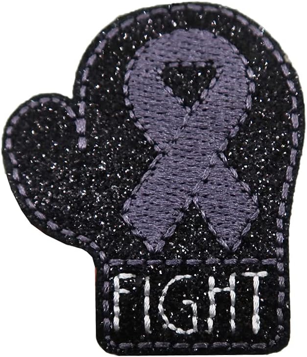 Mixed Media - Brain Cancer Awareness Sparkle Glitter Embroidered Iron On Patch