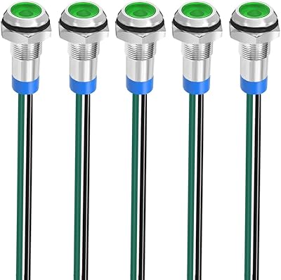Gebildet 5x Green LED Indicator Light 8mm 3V-9V Waterproof Wire
