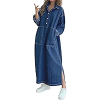 Jofemuho Klassiek lang jeansjack voor dames, oversized, losse pasvorm