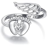APOTIE Sterling Silver Miscarriage Ring Mother - Loss of Pregnancy Rings Infant Loss Jewelry Memorial Losing Gifts for Women Mom