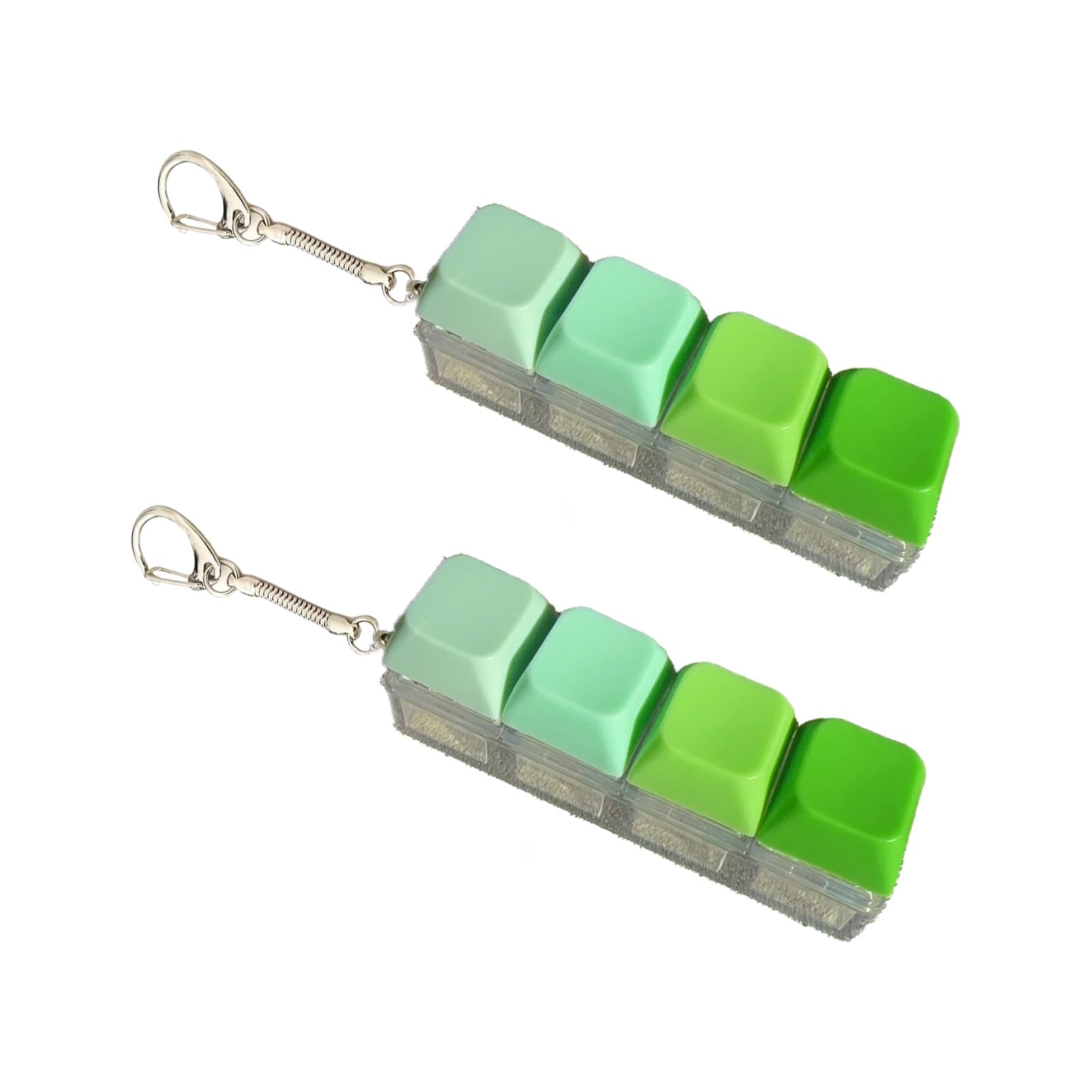 2Pcs Keyboard Fidget Toy, Fidget Keyboard Keyring, Desk Toys for Stress Relief, Fun Clicky Button Fidget Toy for Anxiety and Relaxation, Gift for Boys and Girls (Green)