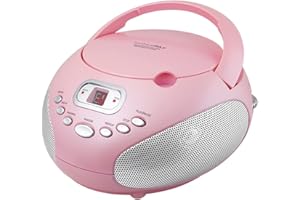 HANNLOMAX HX-319CD Portable CD Boombox, AM/FM Radio, LED Display, Aux-in Jack, AC/DC Dual Power Source. (Pink)