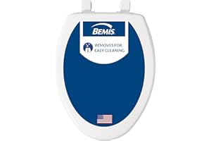 Bemis 7300SLEC Slow Close Toilet Seat, Easy Clean Hinges and Durable Plastic Seat, Made in USA, Elongated, White
