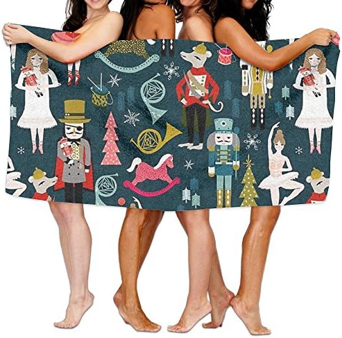 Fashionable Soldier Figurine Nutcracker Graphic Beach Towels Funny Body Towel For Big Girls Boy Christmas Gifts