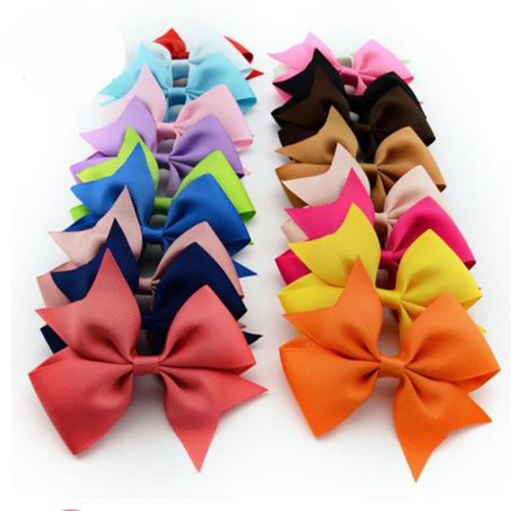 20Pcs 3inch Baby Hair Bows For Girls Grosgrain Boutique bow Clips For Teens Toddlers Kids Children infants