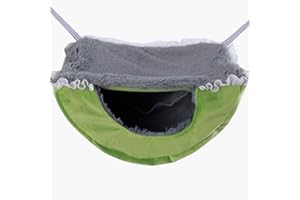neolun Small Pet Cage Hammock,Ferret Hanging Bunkbed Hammocks Rat Warm Hideout with Pleated Lace Trimming(Light Green)