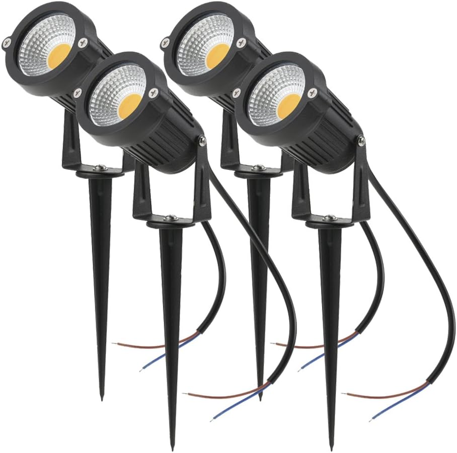 Irfora 5W 4 Pack COB LED Lawn Lamp AC/DC 12V Outdoor Decorative Landscape light 500LM Super Bright High Power Spotlight for Garden Wall Yard Path Warm White