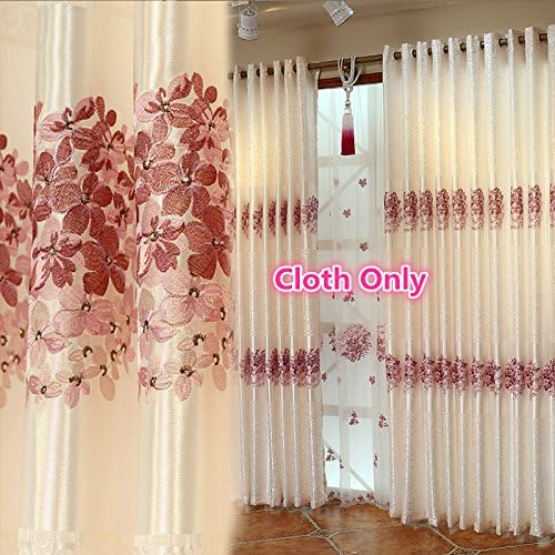 LQF Window Treatments Panels Semi-Shade Elements Embroidered Pink Floral Window Curtains / Drapes For Living Room / Girl's Room (One Panel ) , W75 by L84 inch