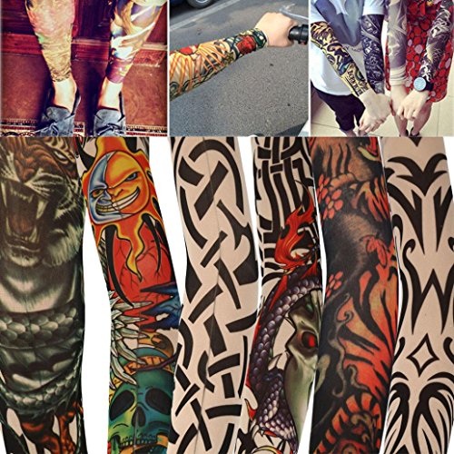 Besde Sun Protection Arm Cooling Sleeve Warmers Cuffs UV Protection Tattoo Arm Sleeves (One size, F)