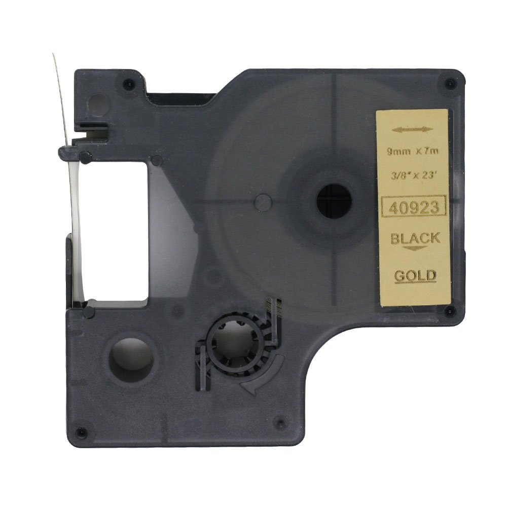 BROVACS 1 Pack Black on Gold Label Tape Compatible for DYMO D1 40923 9mm 3/8" OPA2123