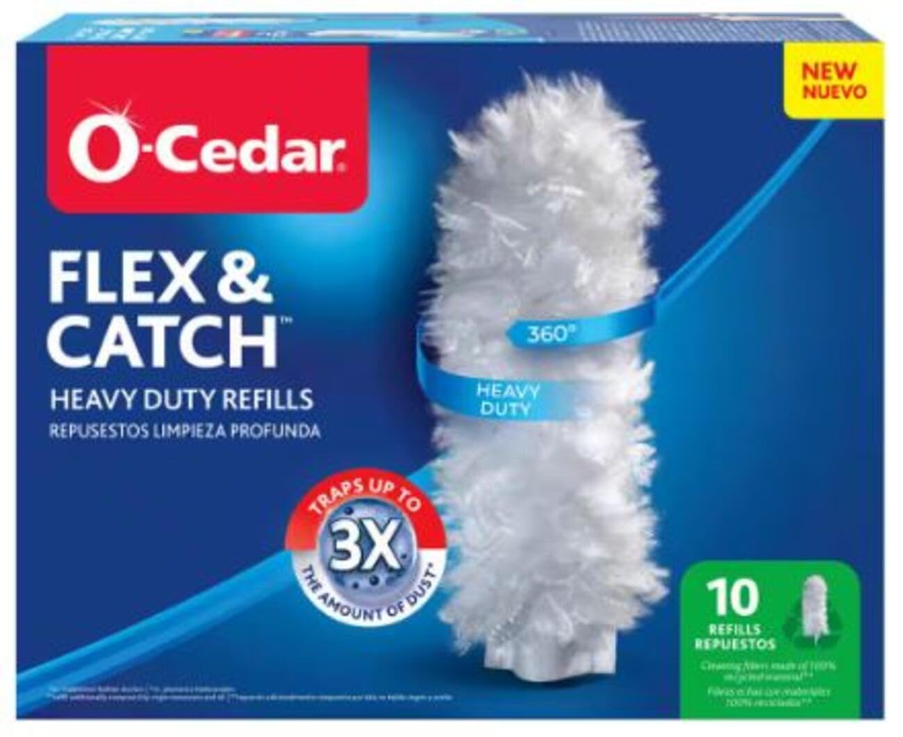 Photo 1 of O-Cedar Flex & Catch Heavy Duty Dusting Refills (10 Count) | Disposable Duster Refill with Cleaning Fibers Made of 100% Recycled Materials | Traps 3X More Dust Than Traditional Feather Duster
