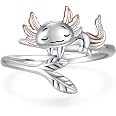 Collana Axolotl In Argento 925 Con Pietra Occhio Di Gatto Rosa - Gioiello Carino E Originale