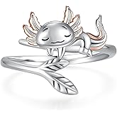 Axolotl Ring For Women Hypoallergenic 925 Sterling Silver Cute Mexican Animal Adjustable Open Ring Axolotl Jewelry Gifts