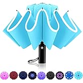 Trenovo Windproof Automatic Inverted Umbrella – Compact Folding with Sun UV Protection, Portable Travel Umbrella for Car & Backpack