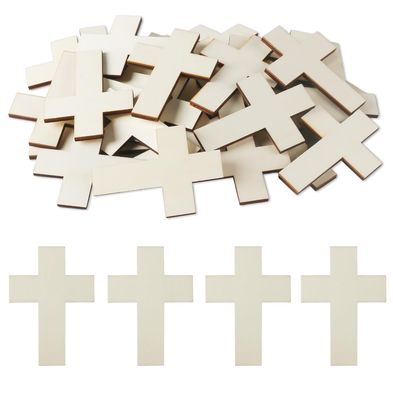 Wooden Cross 4 Inch Set Unfinished Wooden Crosses for Crafts 30 Pcs Blank Wood Cross for Wall Décor Thick Wooden Cross Ornaments for Easter Halloween Holiday Party Decorations