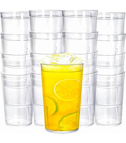 Elsjoy 18 Pack 9 Oz Acrylic Tumblers - Clear Frosted Unbreakable Cups, Dishwasher Safe - View #2