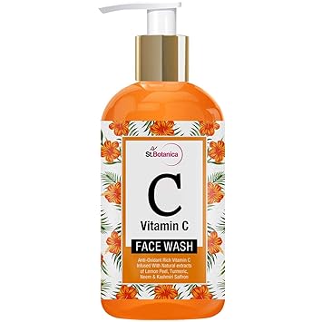 StBotanica Vitamin C Face Wash - With Lemon, Turmeric, Neem and Kashmiri Saffron - No Parabens, Sulphate, Silicones, 200mL