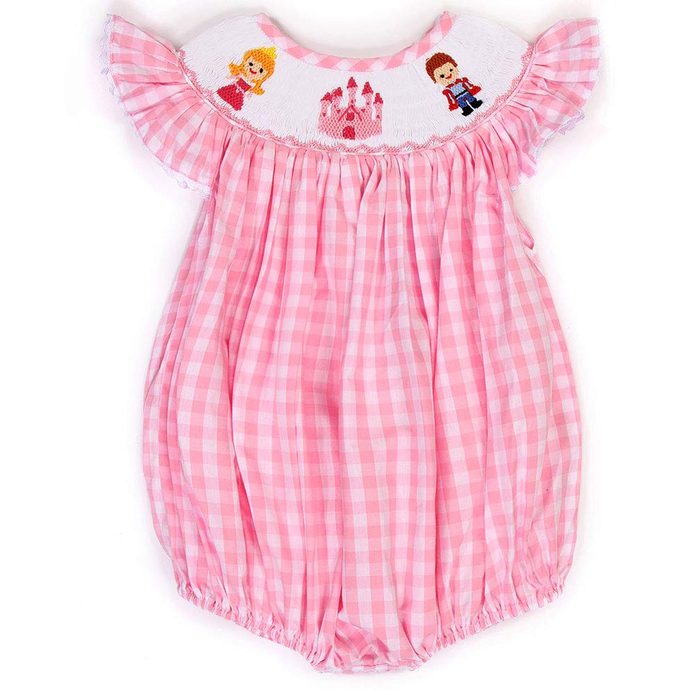baby girl smocked bubble romper