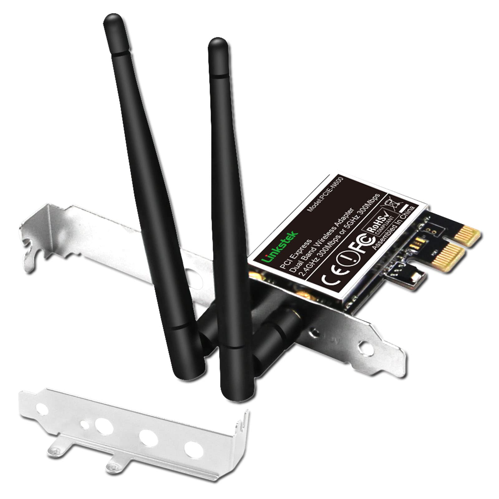 Photo 1 of LinksTek Wireless N 600Mbps (2.4GHz 300Mbps and 5GHz 300Mbps) PCIE WiFi Adapter, PCIE WiFi Card, QUALCOMM Atheros AR946X Wireless Network Adapter for Windows 10 8.1 8 7 XP Desktop PCs (PCIE-N600)