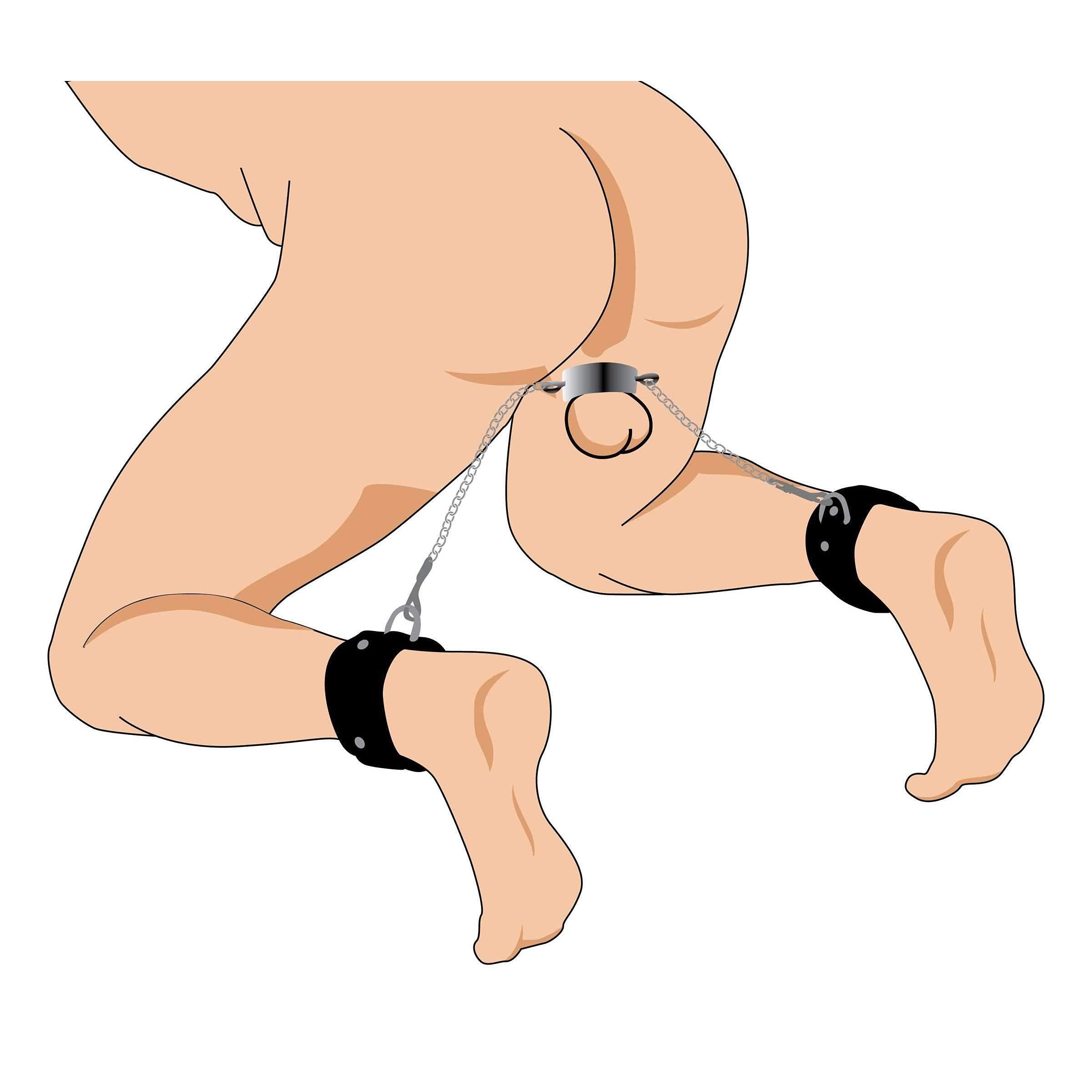 Master Series Hells Tether Ball Stretcher with Ankle Cuffs, Black