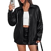 Trendy Queen Womens Leather Jacket, Oversized Going Out & Everyday Statement Piece, Bomber Jacktes Moto Coat