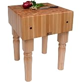 John Boos Solid 10 Inch Hard Rock Maple End Grain Butcher Block on Beveled Legs, 24 x 18 Inch