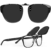 Goiteia Oversized Polarized Clip on Sunglasses over Prescription Glasses for Women Men-Round Frame,UV400Protection