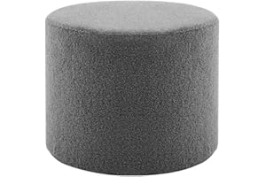 Bezseller Soft Boucle Pouf Ottoman, Comfortable Foot Rest, Full Foam Filling Footstool for Living Room, Bedroom, Lightweight Comfort and Charm Floor Poof Seating Perfect to Rest Your Feet, Grey