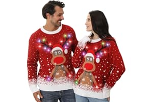 MDAI Ugly Christmas Sweater Kids,Light Up Christmas Sweater,Led Unisex Teen Ugly Xmas Sweaters for Girl Boys,Pull Noel Enfant