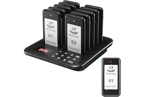 YYCALLING Restaurant Pager,Pagers for Restaurants 10 Guest Pagers,Buzzers Social Distancing, 98 Chanels with Vibration, Flashing and Buzzer for Food Truck, Restaurant, Food Court（Black）