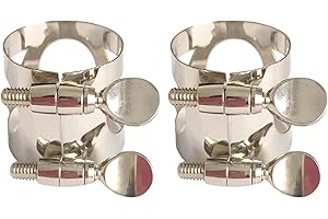 Erhigher 2 Pcs Clarinet Ligature, Rustproof Corrosion Resistant Durable Polished Clarinet Mouthpiece Ligature with Adjustable Screws for Clarinet Mouthpiece Woodwinds Instrument 2pcs