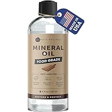Kate Naturals Mineral Oil for Wood Cutting Board, Butcher Block, and Knife. Food Grade Mineral Oil for Wooden Cutting Board &amp;