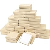 batifine Jewelry Gift Boxes, Cardboard Jewelry Boxes, 40 Pack 3.5x3.5x1 Inch, Bulk Cotton Filled Small Jewelry Boxes with Lids for Necklace Ring Bracelet Earring Display Box (Brown)