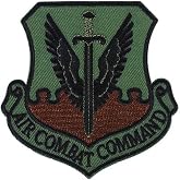 United States Air Force USAF Air Combat Command Embroidered Patch, with Iron-On Adhesive (Subdued)