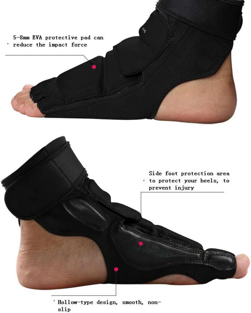 Wonzone Taekwondo Training Boxing Foot Gear Martial Arts Protector Sparring Gear Muay Thai Kung Fu Tae Kwon Do Feet Protector TKD Foot Gear Support for Men Women Kids Black : Sports & Outdoors