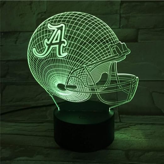 Kukule 3d Led Night Light Usb University Of Alabama Football Helmet Children Kids Gift Color Changing Table Lamp Bedroom