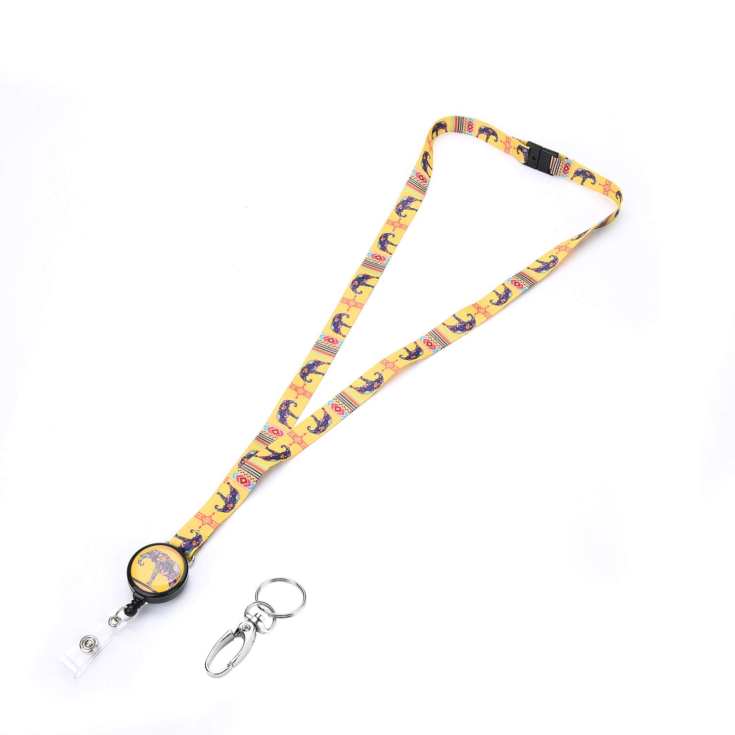 Exotic Breakaway Neck Lanyard With Retractable Badge Reel and Removable Buckle for ID Badge, Badge Holder