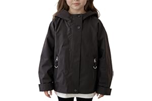 Girls Hiking Windbreaker Waterproof Hooded Jacket Softshell Zip Up Long Sleeve Plain Raincoat Kids Fall Warm Clothes