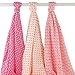 Hudson Baby Unisex Baby Cotton Muslin Swaddle Blankets, Pink Dots, 3-Pack