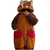 Unisex Adult Animal Pajamas,Plush Cute Animal Onesie Pajamas Christmas Cosplay Homewear Sleepwear Jumpsuit