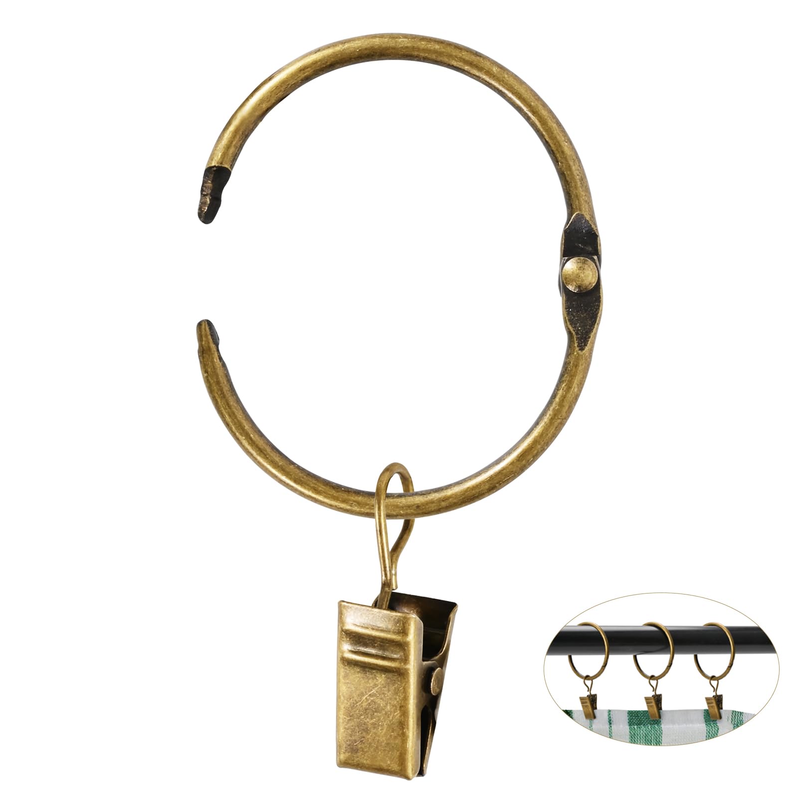 Photo 1 of 32 PCS Curtain Rings with Clips, Openable Drapery Metal Clip Rings for Hanging Drapes Decorative Fit Up to 1-inch Windows Rods (1 1/4“ Inner Diameter)