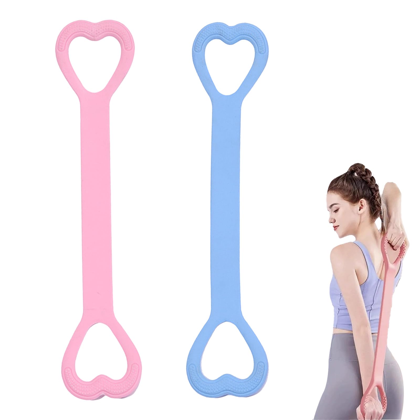 KASESSS 2 Pcs Resistance Band Women, Figure 8 Resistance Bands Set, Arm Back Shoulder Pilates Band, Exercise Band for Women and Men Elastic Bands Gym Fitness Band for Yoga Pilates Stretching