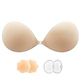 lalaWing Adhesive Bra, Sticky Strapless Fabric Bra Invisible Apply to Women Daily Dress Comes with Nipple Covers