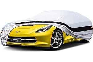 Holthly 10 Layers Car Cover Custom Fit for Chevrolet Corvette (1980-2019) C3,C4,C5,C6,C7, Waterproof All Weather for Automobiles, Outdoor Full Cover Sun Dust Protection with Cotton. Silver