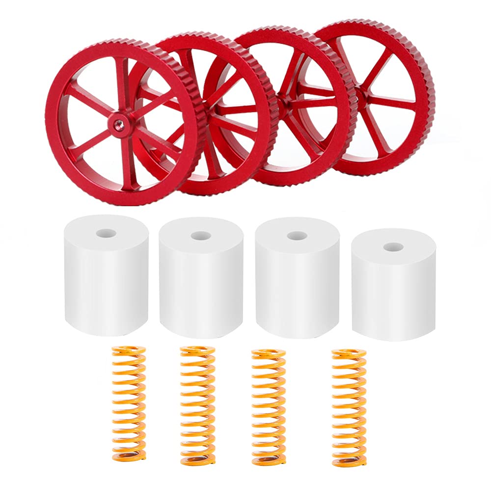 Original Metal Hand Twist Leveling Nuts + Heatbed Silicone Leveling Column Mount Buffers Springs for Creality Ender 3 V2 / Pro, CR-10S Pro CR10 V2 / Mini, Ender 5 Plus 3D Printer (Bed Nuts) — image 1