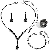 Slpytc 4Pcs Set Wedding Sets for Brides Bridesmaid Statement Choker Necklace Earrings Bracelet Set Bridal Wedding Prom Accessories for Women