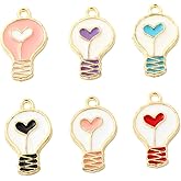 YANUAHI 6 Colors Light Bulb Charms Pendants Enamel Colorful Charms For Key Chain Jewelry Making Alloy Charm DIY Necklace Bracelet