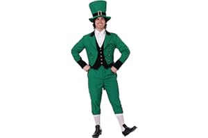 FUN COSTUMES Adult Green Leprechaun Costume for Men St Patricks Day Costume Suit