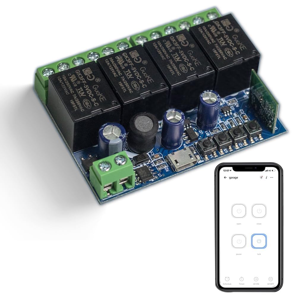 QIACHIP Ewelink Smart WiFi Switch,4 channel Dry Contact Relay Module 5V 12V 48V Momentary/self-locking ON Off Power Switch for Access Control,Turn on PC,Compatible with Alexa Google Home